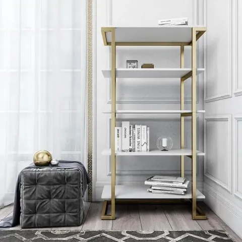 BOXED COSMOLIVING CAMILA 5 SHELF BOOKCASE - WHITE (1 BOX)
