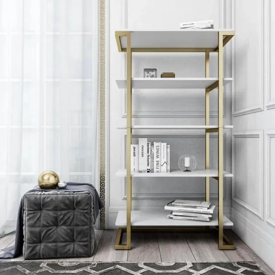 BOXED COSMOLIVING CAMILA 5 SHELF BOOKCASE - WHITE (1 BOX)