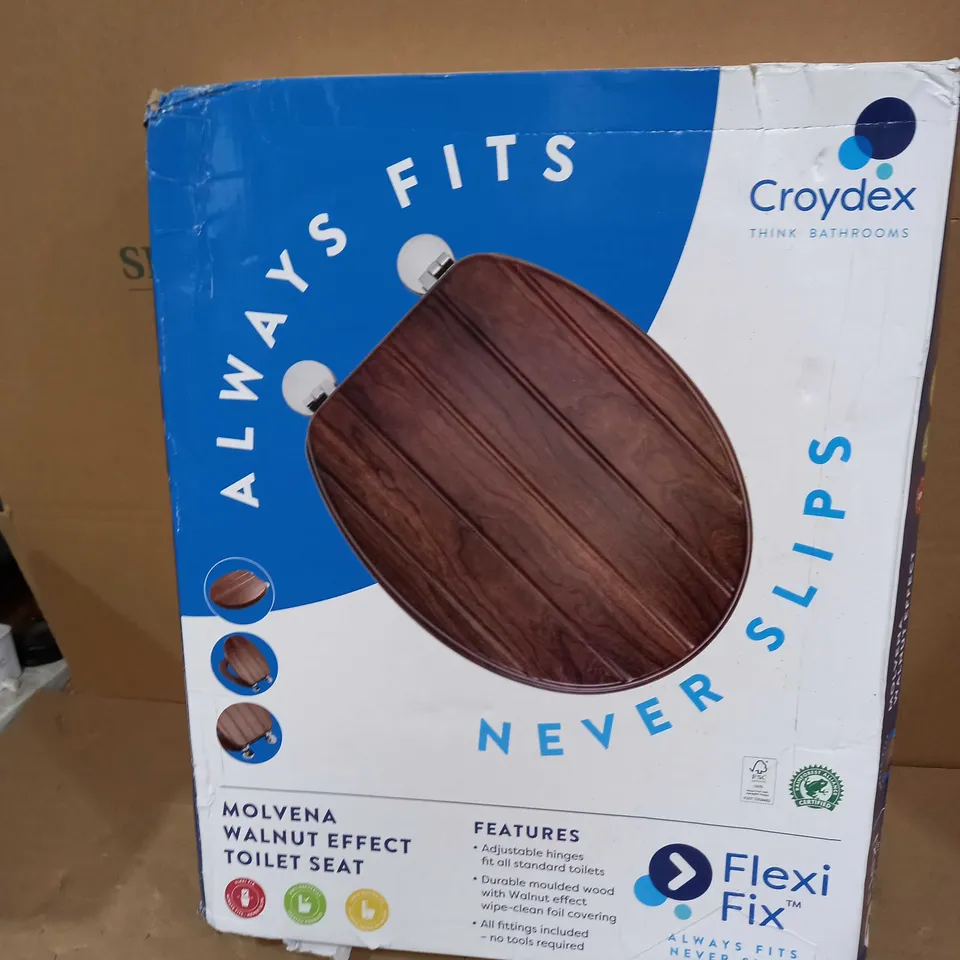 CROYDEX FLEXI FIX MOLVENA WALNUT EFFECT TOILET SEAT 