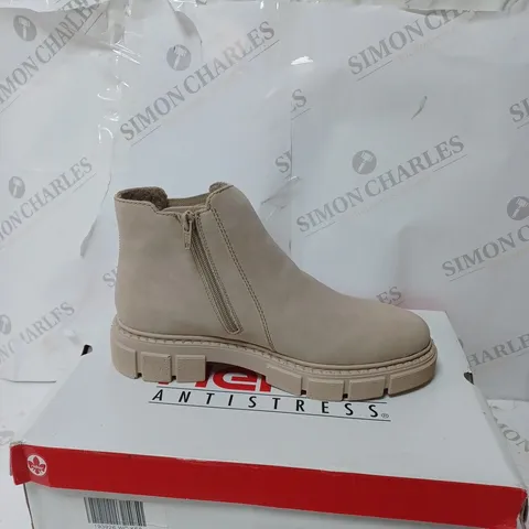 BOXED RIEKER CHUNKY ANKLE BOOTS, OFF WHITE - SIZE 6.5