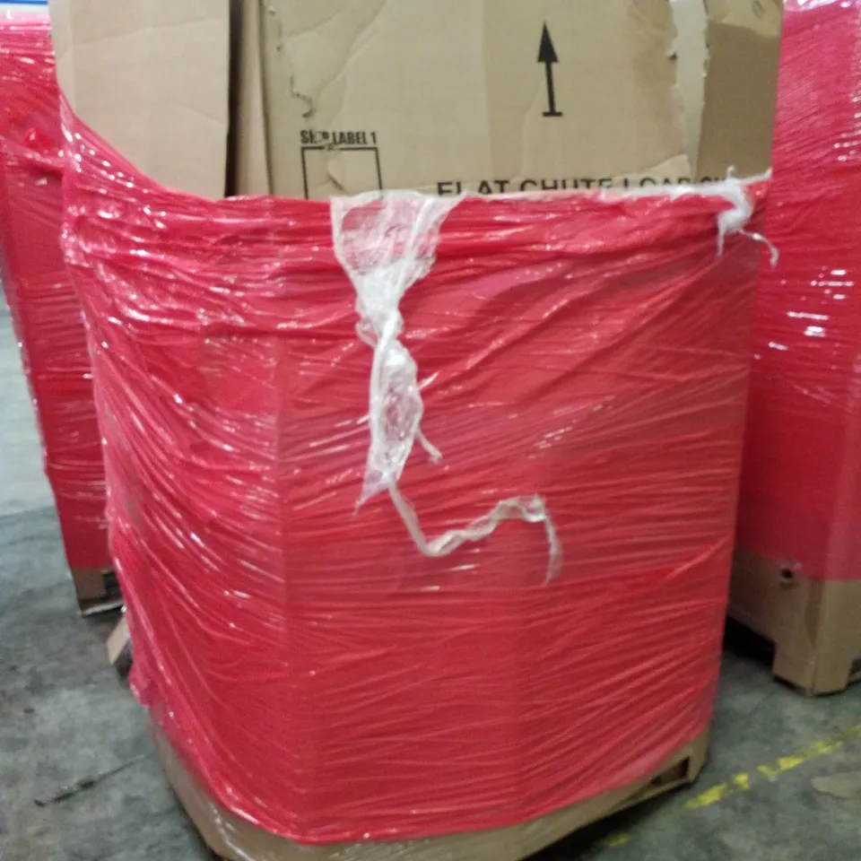 PALLET OF ASSORTED PRODUCTS INCLUDING FOLDING CHAIR, LED CEILING FAN, TV STAND, BLACKOUT BLIND