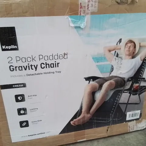 BOXED 2 PACK PADDED GRAVITY CHAIRS CREAM