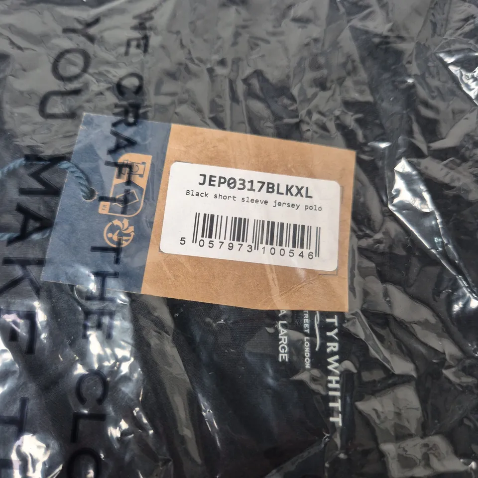 CHARLES TYRWHITT BLACK SHORT-SLEEVE JERSEY POLO SHIRT – XL