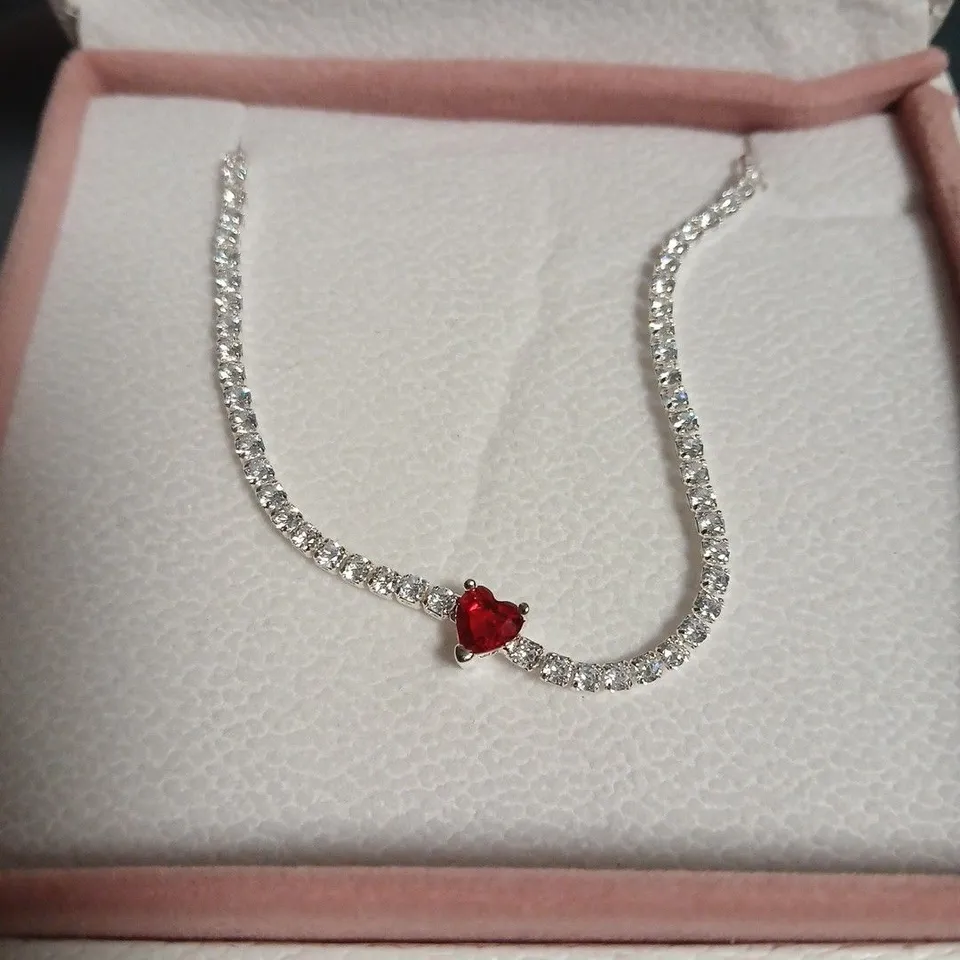 PANDORA BRACELET WITH RED HEART CHARM – BOXED