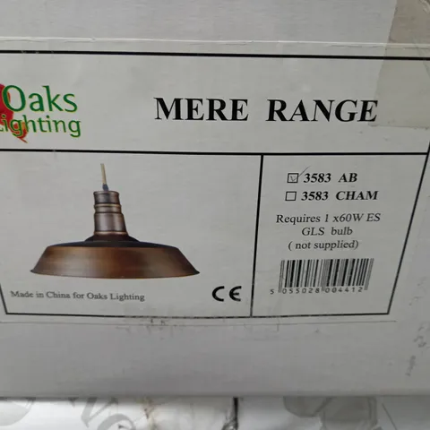 OAKS LIGHTING MERE RANGE 1-LIGHT INVERTED PENDANT LIGHT IN ANTIQUE BRASS