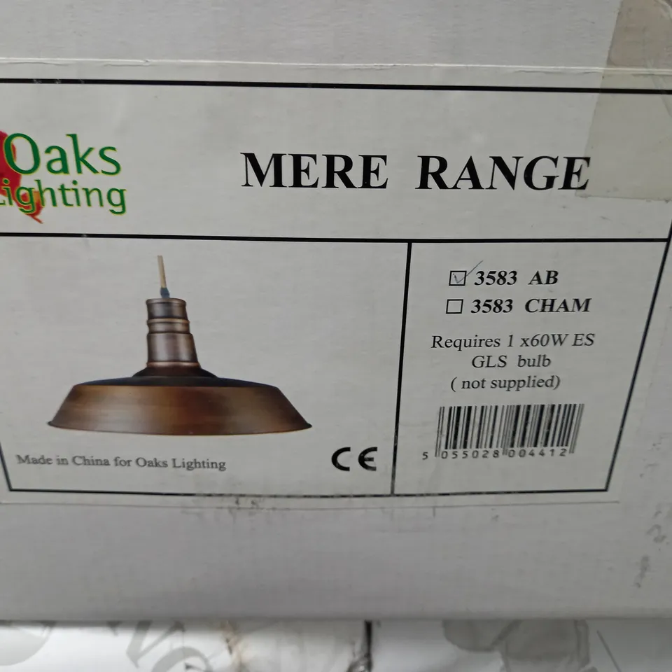 OAKS LIGHTING MERE RANGE 1-LIGHT INVERTED PENDANT LIGHT IN ANTIQUE BRASS