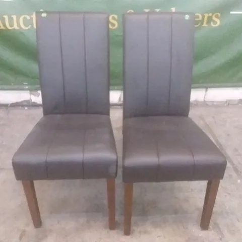 SET OF 2 NEW CARRICK BROWN LEATHER DINING CHAIRS (DARK OAK LEG)