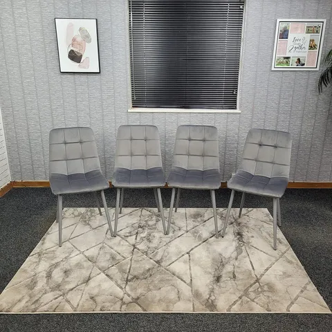 BOXED SET OF 4 KOSY KOALA ROCCO VELVET DINING CHAIRS - GREY (1 BOX)