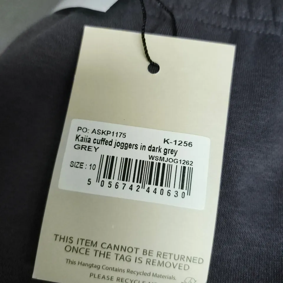 KAIA CUFFED JOGGERS IN DARK GREY – UK SIZE 10