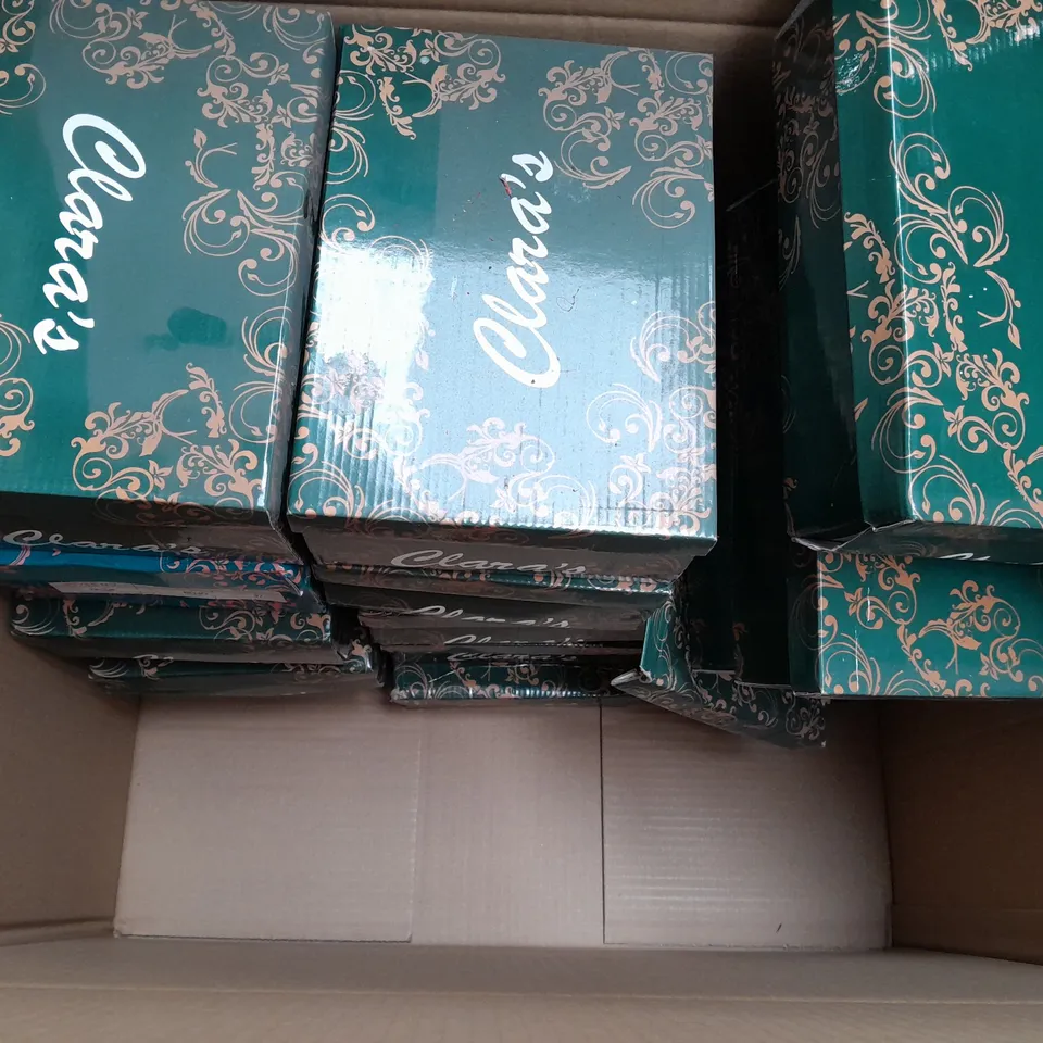 BOX OF APPROX 15 ASSORTED SHOES IN VARIOUS COLOURS & SIZES