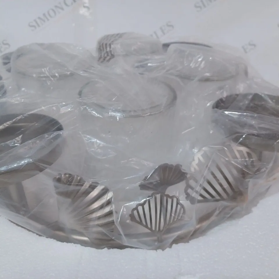 ALISON CORK GINKO CENTREPIECE CANDLE HOLDER - SILVER