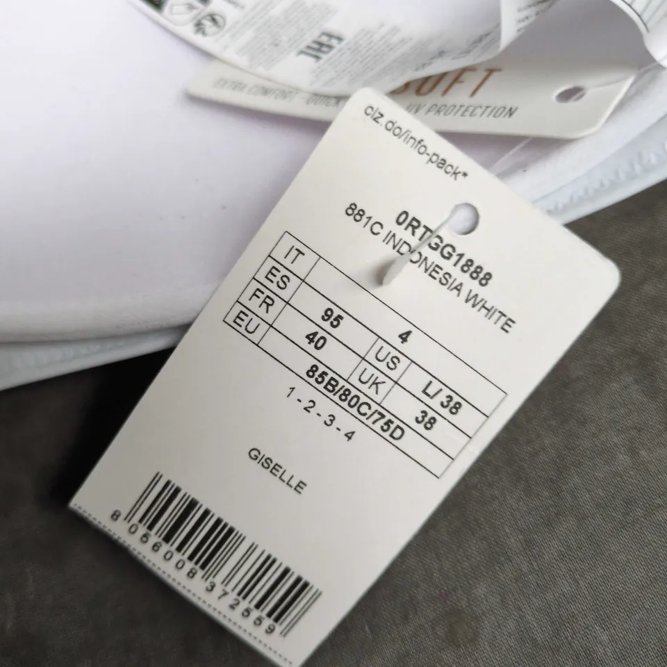 CALZEDONIA GISELLE WHITE SWIMWEAR BIKINI TOP WITH TIE STRAPS – UK 38 (EU 40)