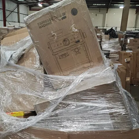 PALLET OF ASSORTED HOUSEHOLD GOODS AND PRODUCTS TO INCLUDE; ESPRESSO MACHINE, VACUUM CLEANER,FAN