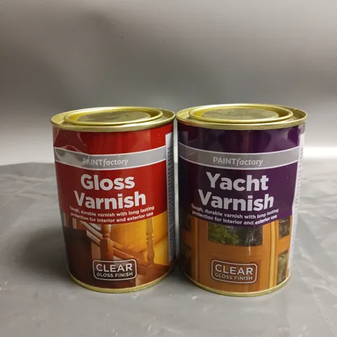 LOT OF APPROX. 18 TINS OF PAINT FACTORY GLOSS VARNISH AND YACHT VARNISH. CLEAR GLOSS FINISH 300ML