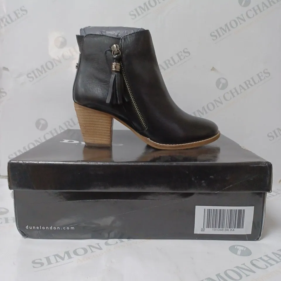 DUNE BLACK PROFOUND TESSEL DETAIL ANKLE BOOT SIZE 4