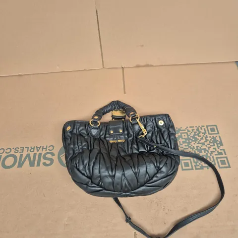MIU MIU QUILTED LEATHER HANDBAG – BLACK WITH GOLD HARDWARE