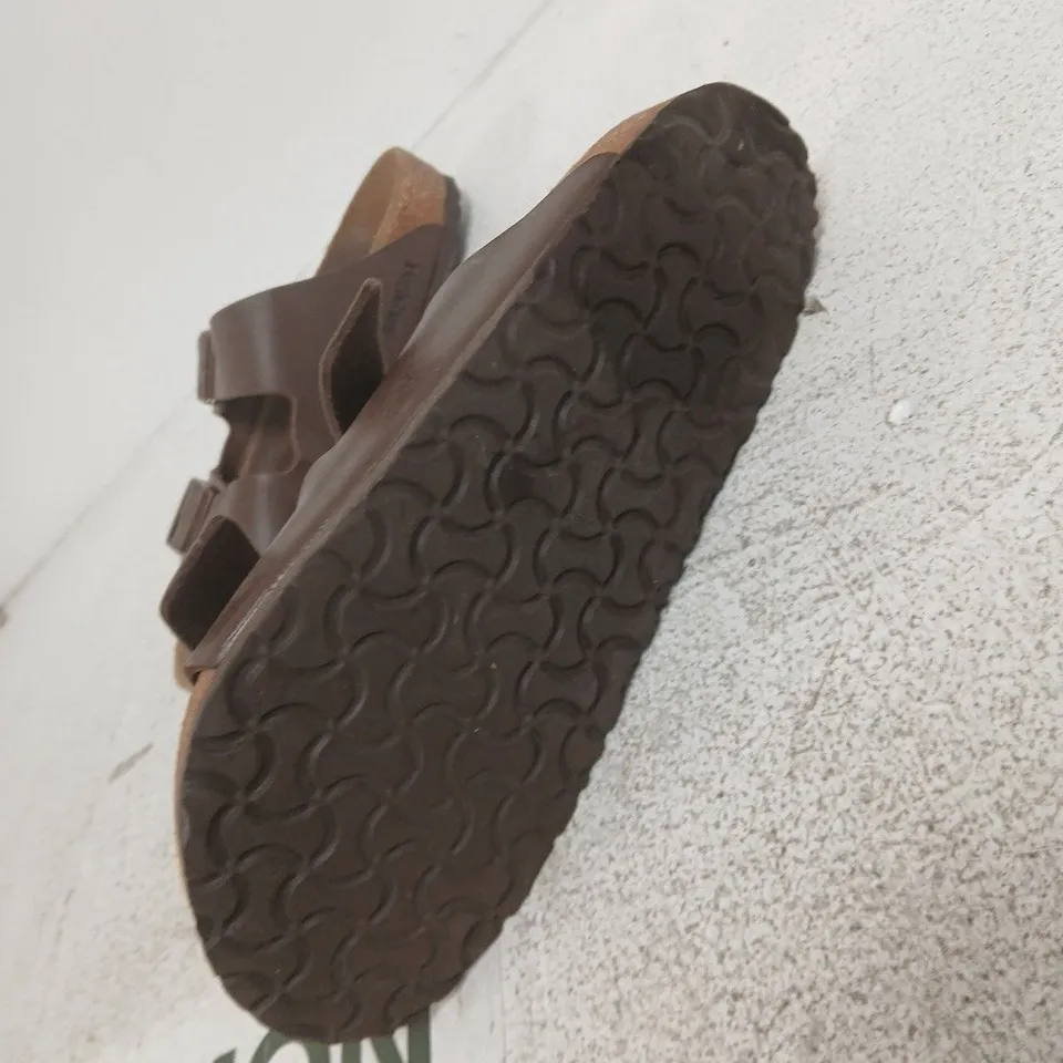 BIRKENSTOCK BROWN LEATHER SANDALS, DOUBLE BUCKLE – EU 43 (UK 9) MADE IN GERMANY