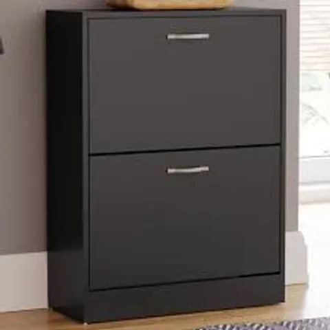 BOXED VIDA 2 DRAWER SHOE CABINET - BLACK (1 BOX)