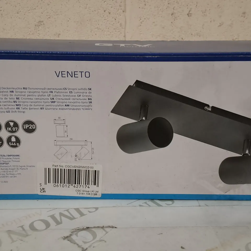 BOXED GTV LIGHTING VENETO 2-LAMP CEILING LIGHT