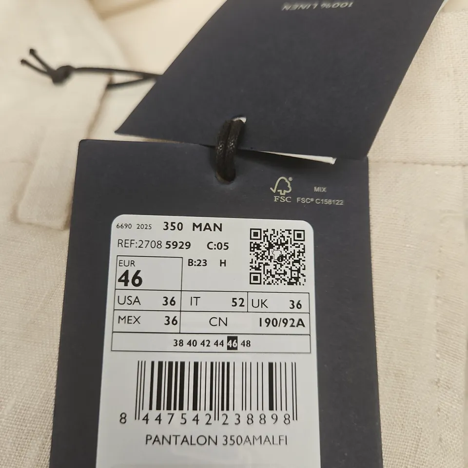 MNG ESSENTIALS PANTALON 350 AMALFI – WHITE TROUSERS, UK 36 (EU 46)