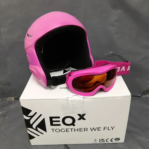 TRESPASS PROTECTIVE HELMET & GOGGLE IN PINK - SIZE UNSPECIFIED 