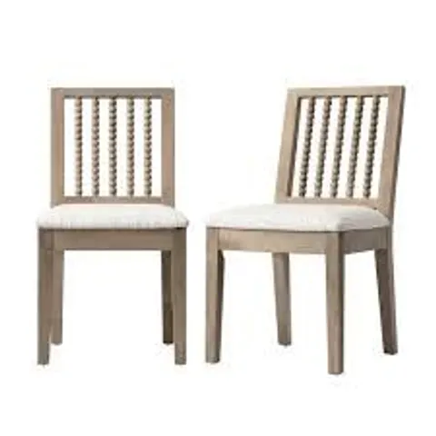 BOXED PAIR OF 48.5CM H. FABRIC UPHOLSTERED DINING CHAIRS - BEIGE