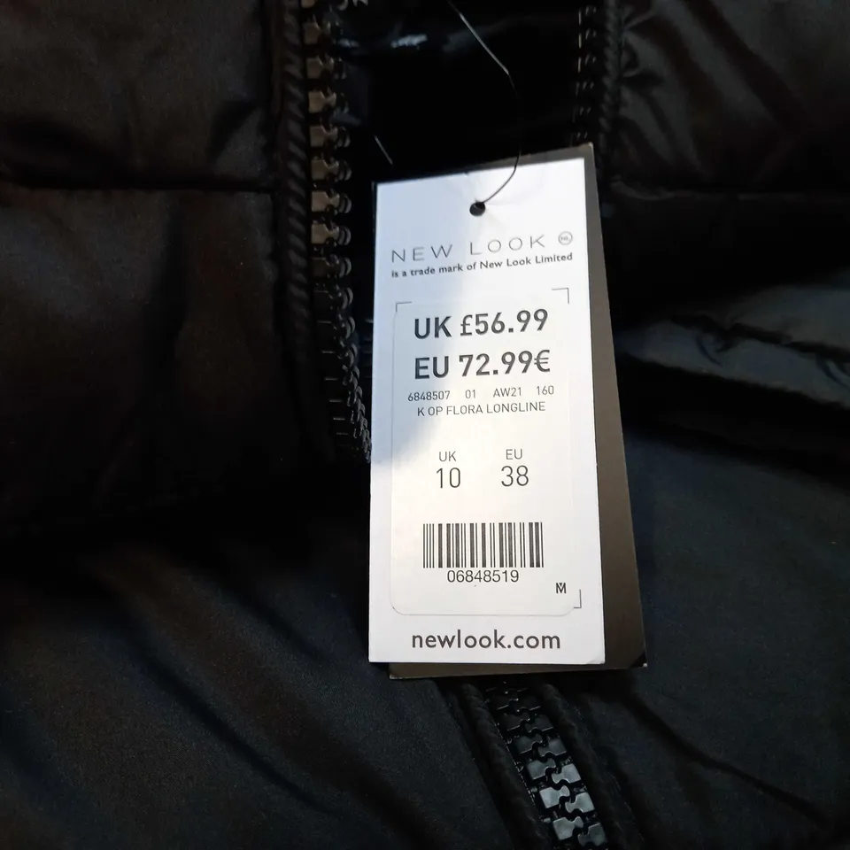 NEWLOOK BLACK PADDED/HOODED JACKET - SIZE 10 