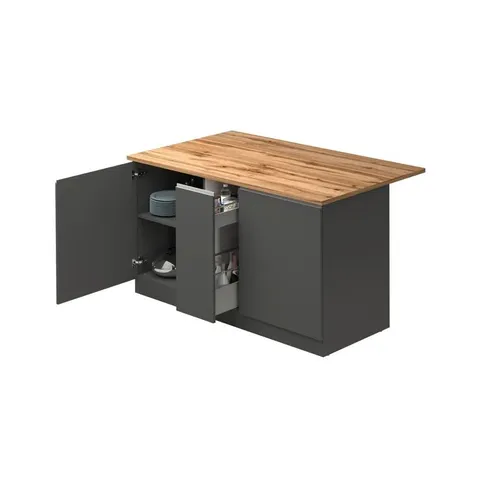 BOXED RAFIE WOOD KITCHEN ISLAND SET (1 BOX)