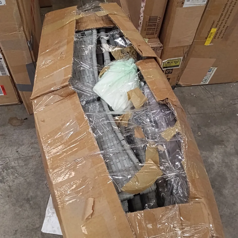 BOXED 4 SEATER RATTAN CHAIR SET - GREY (1 BOX)