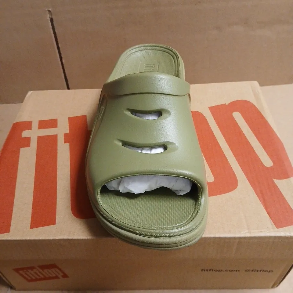 FITFLOP OLIVE GREEN SLIP-ON SANDALS – WOMEN'S UK 5 BOXED