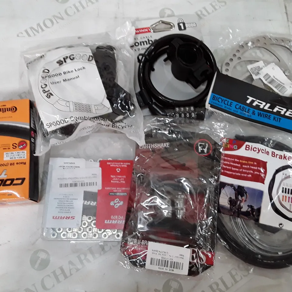 BOX TO CONTAIN AN ASSORTMENT OF BIKE PRODUCTS, BRAKE CABLE, BIKE LOCKS, INERTUBES ECT