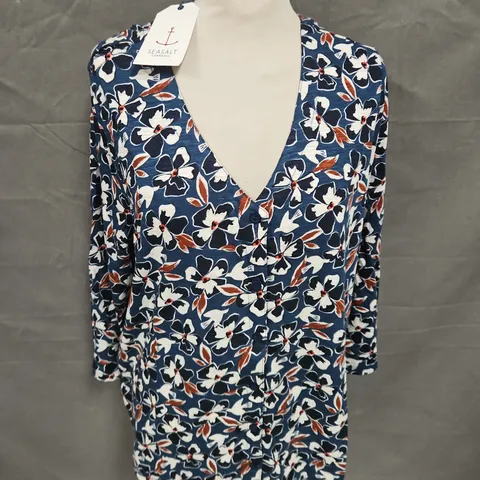 SEASALT CORNWALL 3/4 STUDIO GLASS TOP IN BIRD FLOWER GALLEY SIZE 16