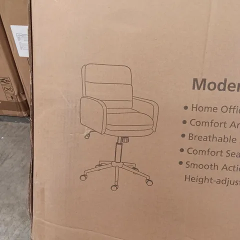 BOXED MODERN HOME OFFICE CHAIR - CREAM (1 BOX)