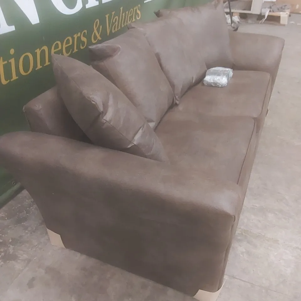 DESIGNER DURY 3 SEATER LEATHER LOOK SOFA - CHOCOLATE 