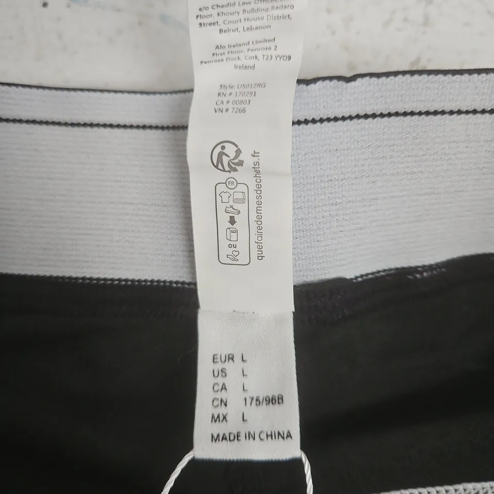 ALO YOGA WOMEN'S LEGGINGS - BLACK, UK SIZE L (EU L, US L) WITH SIDE STRIPE