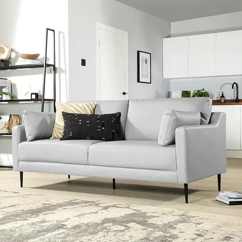 BOXED HEPBURN LEATHER 3 SEATER SOFA LIGHT GREY (1 BOX)