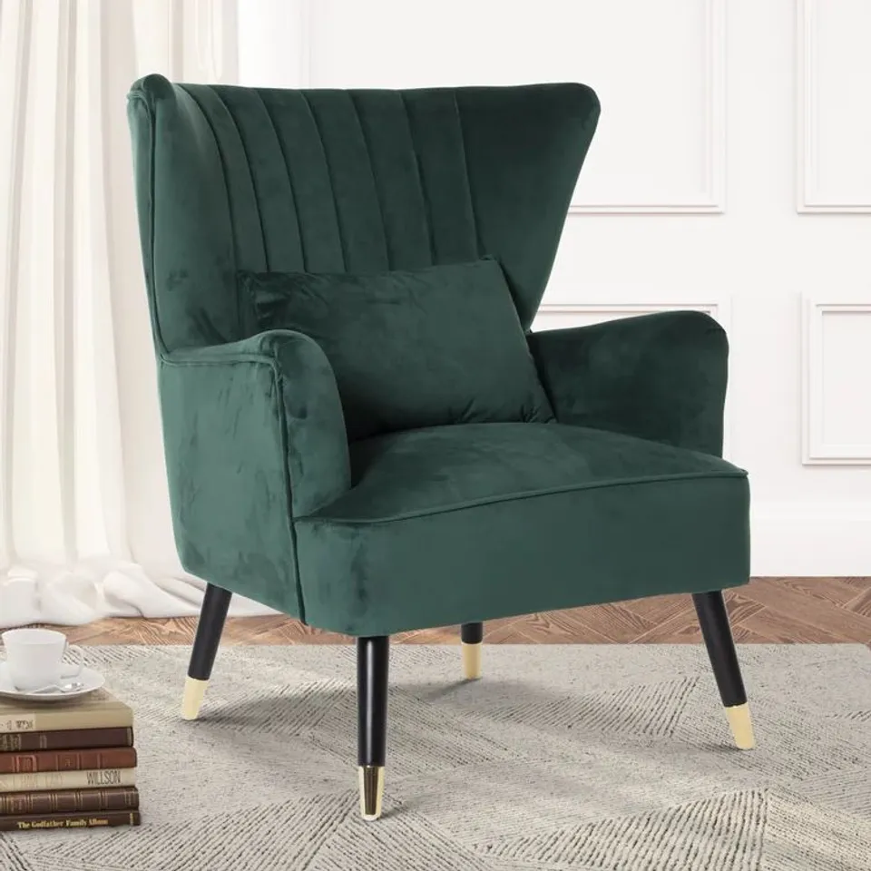 BOXED JOVANNY WINGBACK CHAIR EMERALD 
