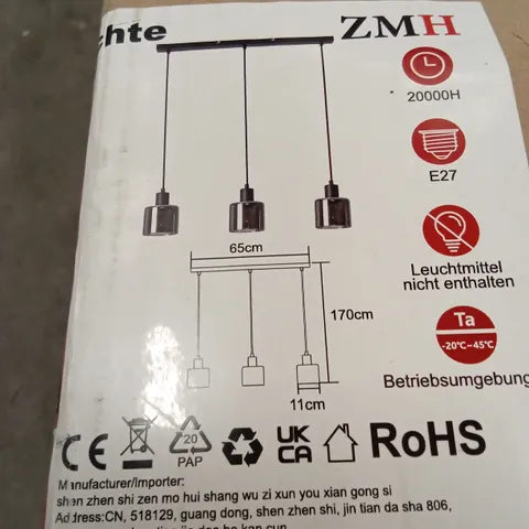 BOXED 3-LIGHT HANGING CEILING LIGHT