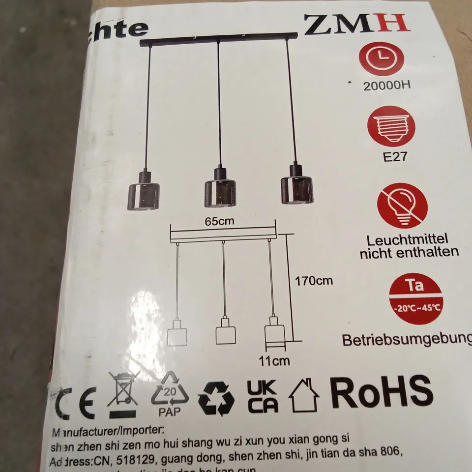 BOXED 3-LIGHT HANGING CEILING LIGHT 