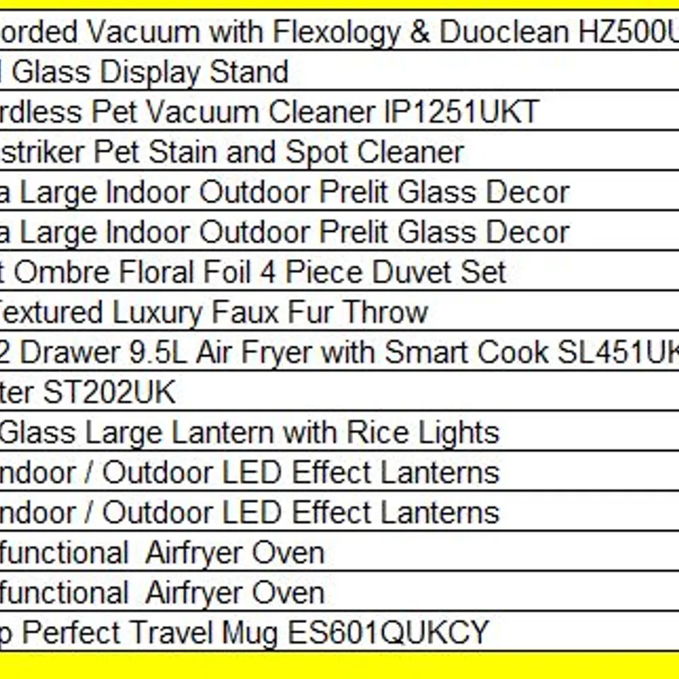 PALLET OF APPROXIMATELY 16 ASSORTED PRODUCTS TO INCLUDE;