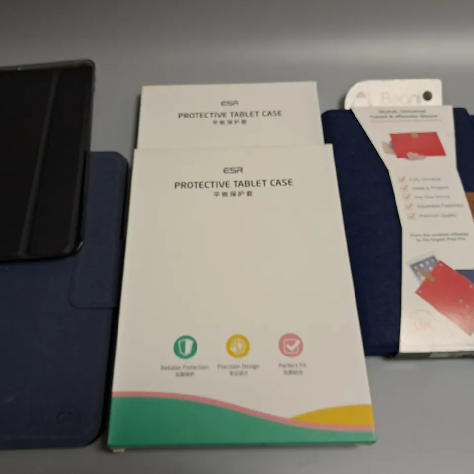 LOT OF 5 ASSORTED TABLET CASES TO INCLUDE IBEANI EREADER SLEEVE AND GOJI FOLIO