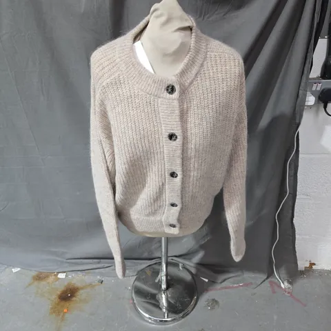 HUSH CHUNKY RIBBED KNITTED CARDIGAN – OATMEAL – SIZE M/L