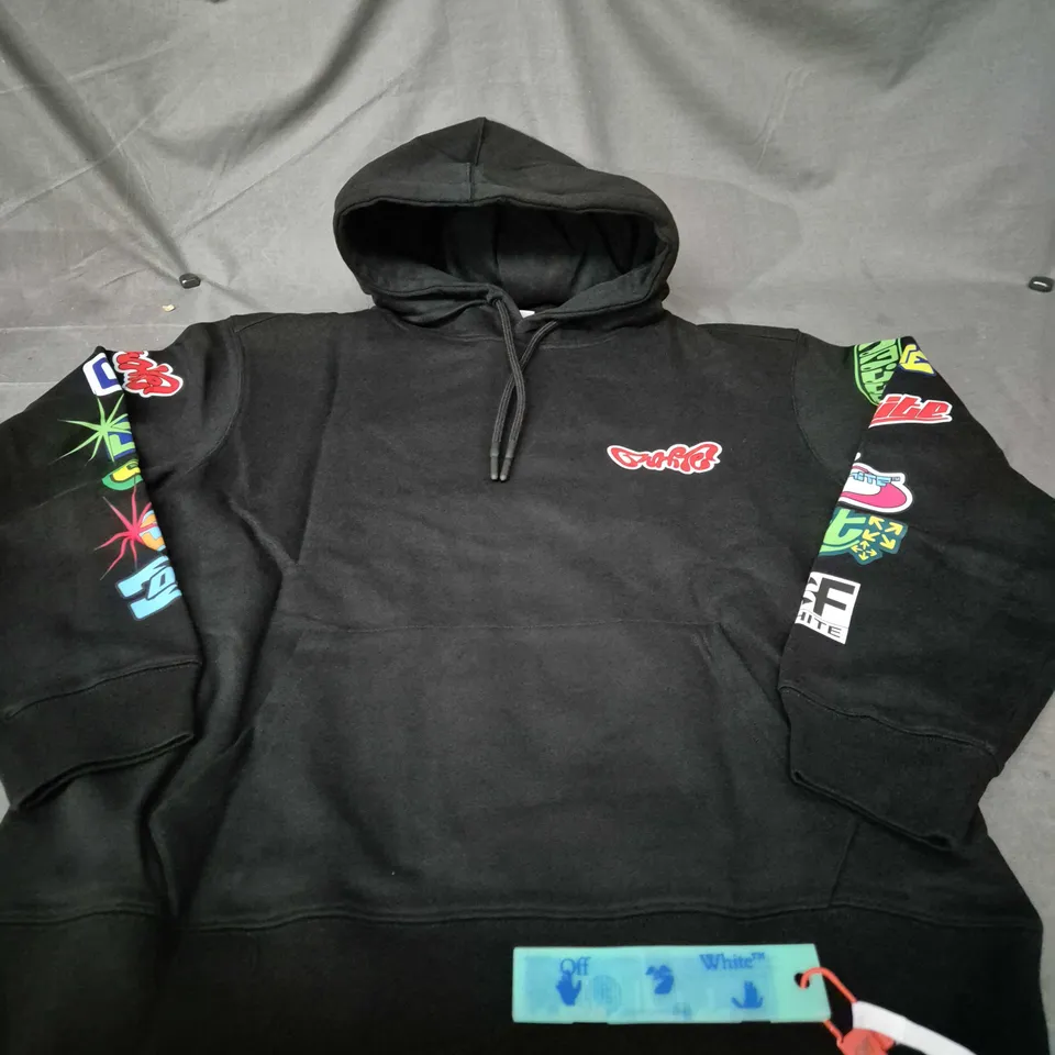 OFF-WHITE BLACK LOGO'S HOODIE SIZE L