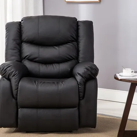 BOXED DESIGNER ELECTRIC LEATHER RECLINER CHAIR IN BLACK (2 BOXES)