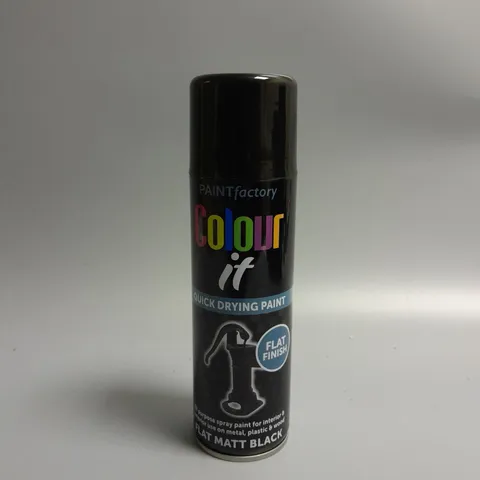 APPROXIMATELY 24 PAINT FACTORY COLOUR IT ALL PURPOSE SPRAY PAINT 250ML - FLAT MATT BLACK