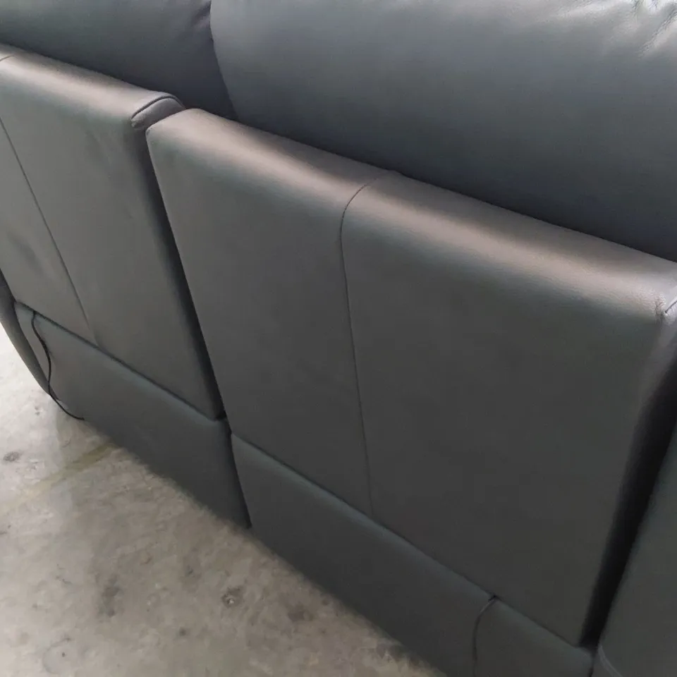 QUALITY BRITISH DESIGNER G PLAN JACKSON POWER RECLINING TWO SEATER SOFA CAMBRIDGE PETROL BLUE LEATHER 