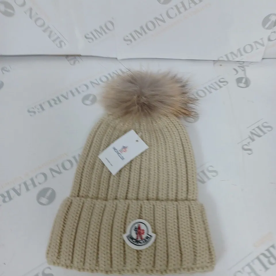 BEIGE MONCLER BEANIE 