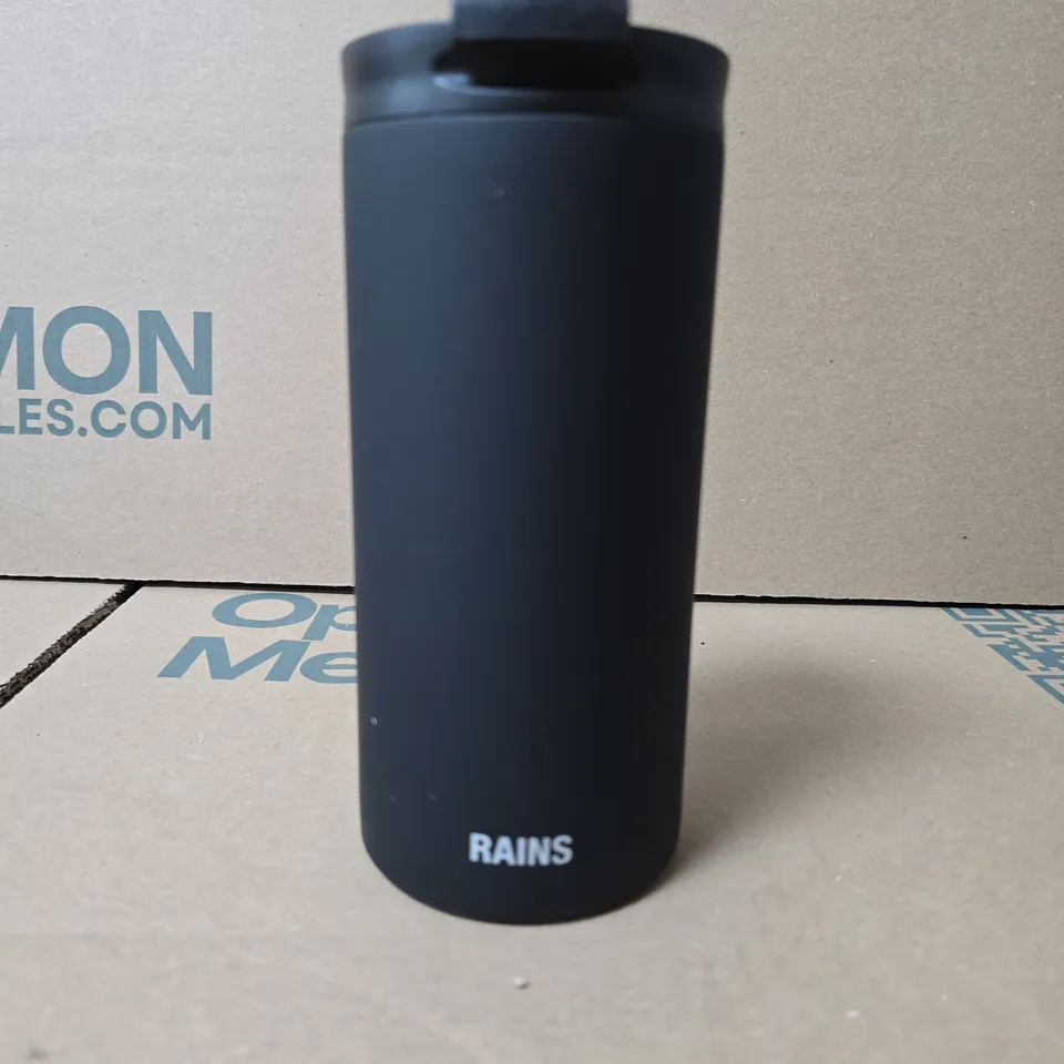 RAINS 450ML STAINLESS STEEL TUMBLER – BLACK (BOXED)