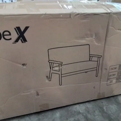 BOXED BEIGE FABRIC UPHOLSTERED WOODEN FRAME SIDE CHAIR