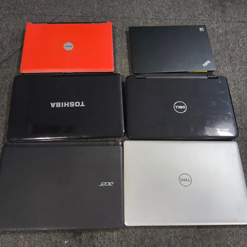 LOT OF 6 ASSORTED UNBOXED LAPTOPS TO INCLUDE DELL, TOSHIBA AND ACER